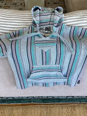 Sendra Striped Hoodie in Turquoise, Black, White original senor lopez product